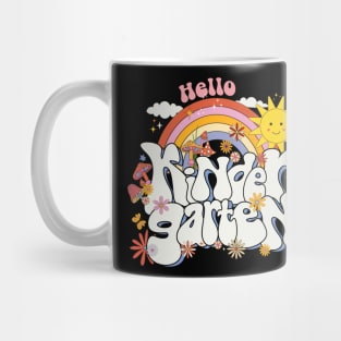 Hello Kindergarten Rainbow Groovy Back To School Teacher Kid Mug